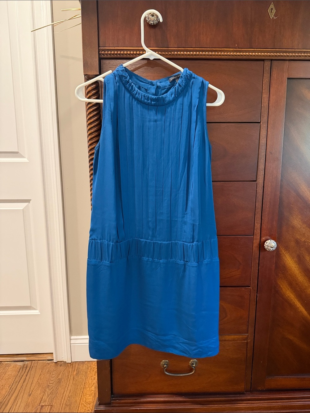 Banana Republic Cobalt Blue Sleeveless Pleated Shift Dress